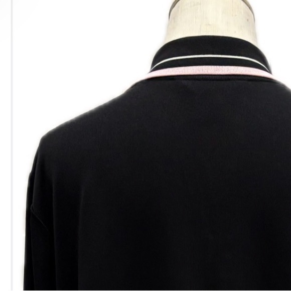 MISOOK Open Front Black Cardigan with Pink Stripes 1X - Picture 4 of 6